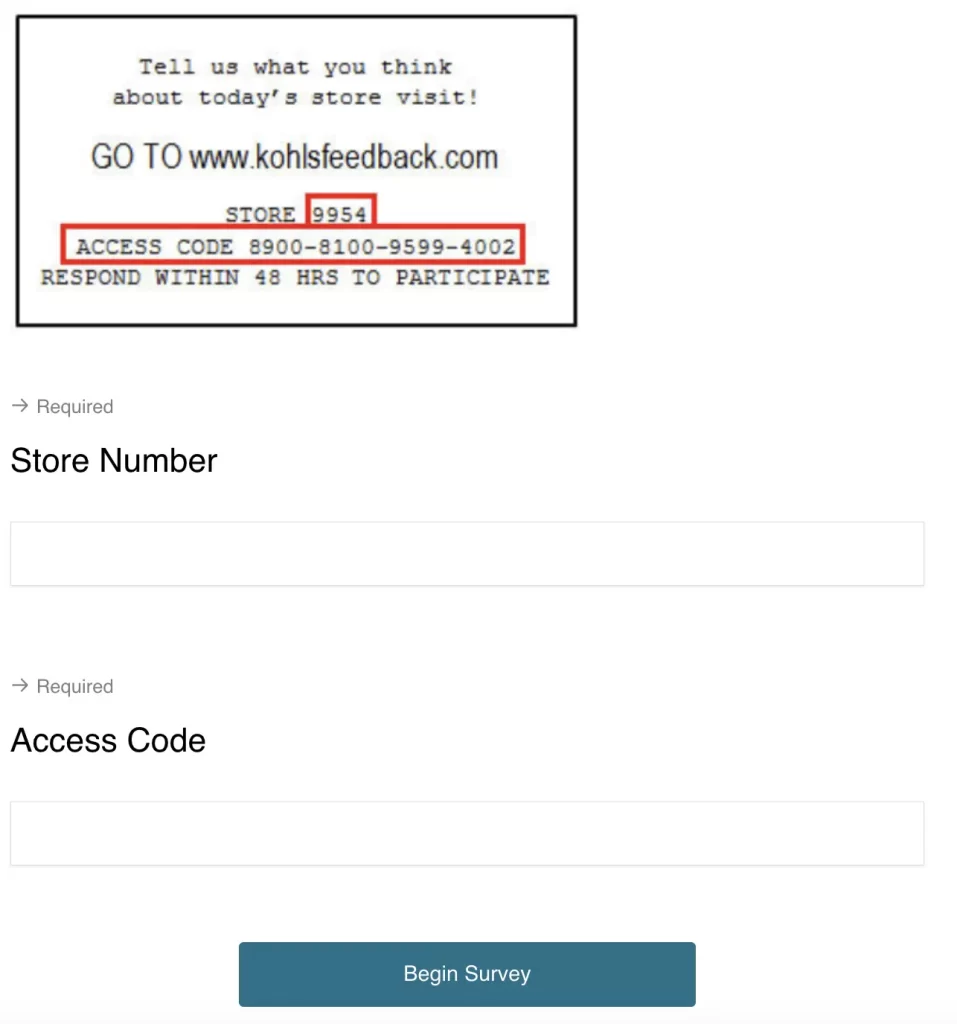 KohlsFeedback Customer Survey